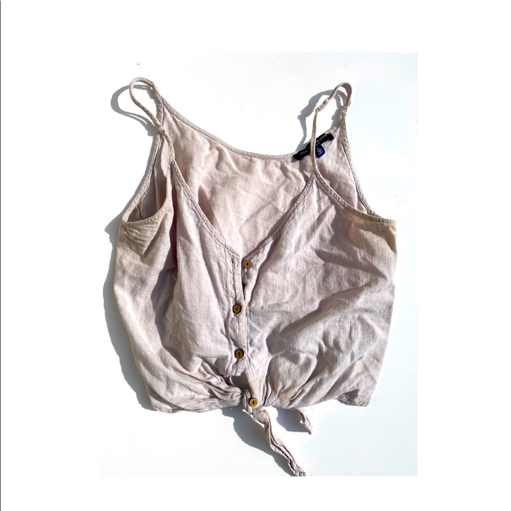 Grey Crop Top with Tie front and Buttons